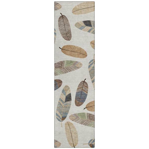Chantille Machine Washable Indoor/Outdoor Abstract ACN2649 Linen 2 ft. x 7 ft. Runner Rug