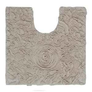 Bell Flower Collection 100% Cotton Tufted Bath Rugs, 20 in. x20 in. Contour, Linen