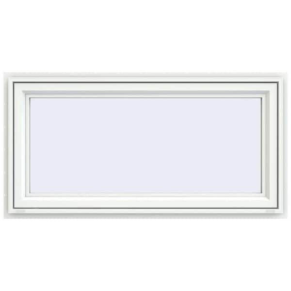 JELD-WEN - 47.5 in. x 23.5 in. V-4500 Series White Vinyl Insulated Awning Window with Fiberglass Mesh Screen