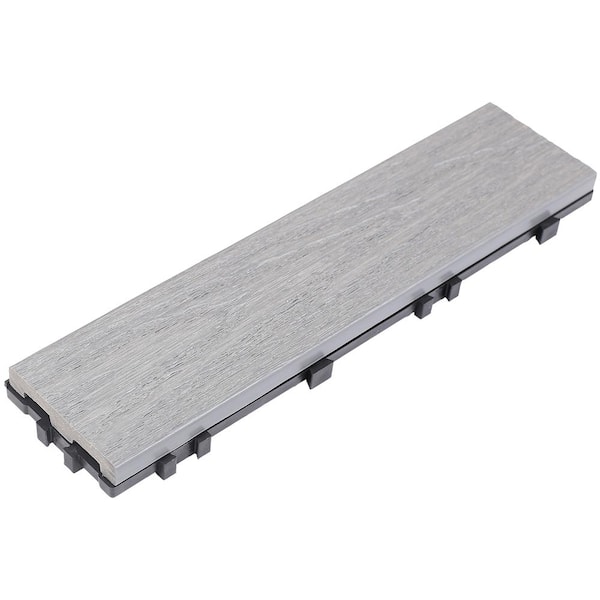 NewTechWood UltraShield Naturale 3 in. x 1 ft. Quick Composite Single Slat Deck Tile in Westminster Gray (4-Pieces per Box)