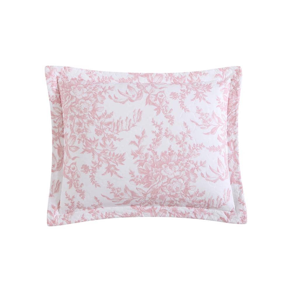 Pink Reversible Cotton Full Quilt Set with Shams