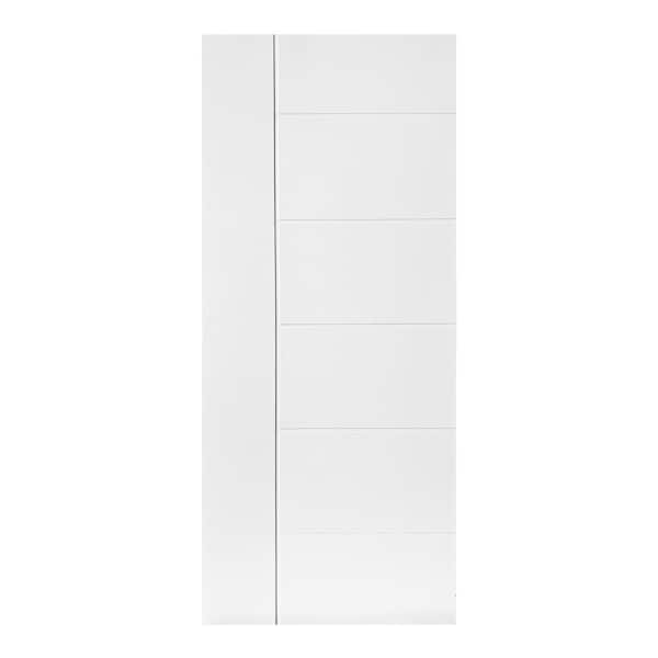 AIOPOP HOME Modern Designed 42 in. x 96 in. MDF Panel White Painted Sliding Barn Door with Hardware Kit