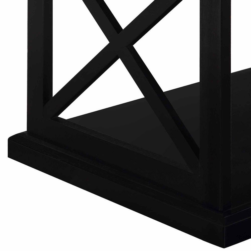Black Rectangular Wood Coffee Table with Shelf