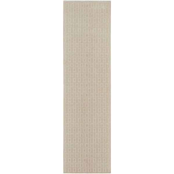 Washable Charm Silver Ivory 2 ft. x 6 ft. Geometric Contemporary Runner Area Rug