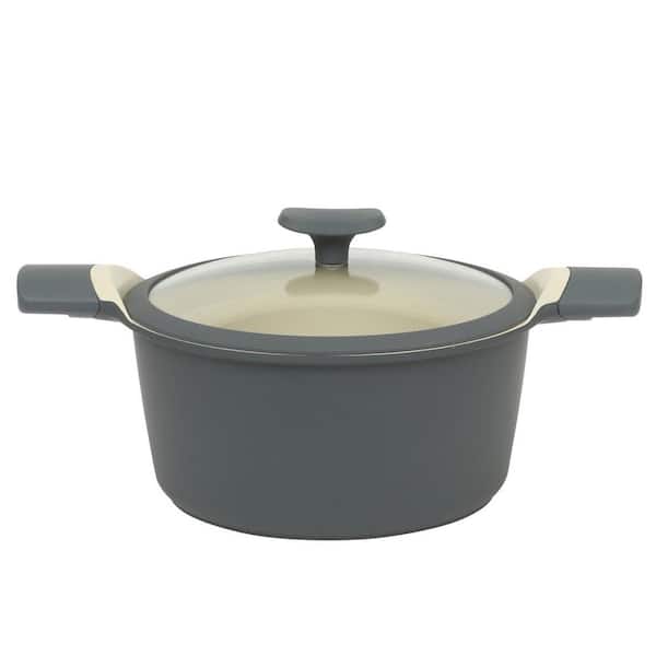 Oster Rooney 5 qt. Ceramic Nonstick Cast Aluminum Dutch Oven with Lid in Grey