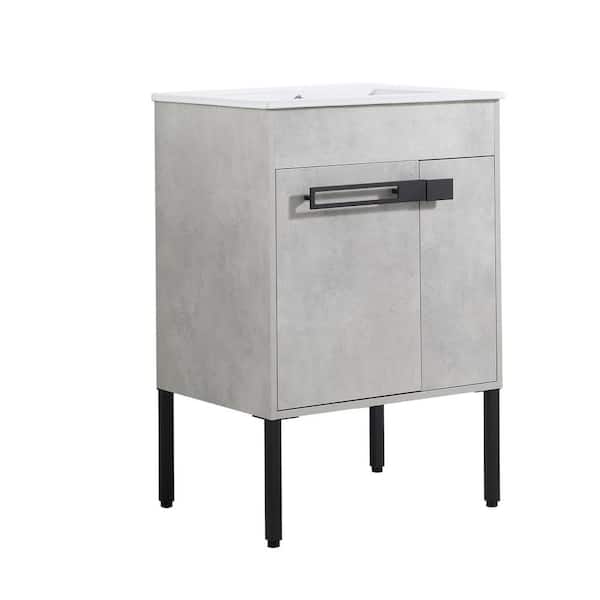 Tileon 23 in. W x 18 in. D x 34 in. H Bath Vanity Cabinet without Top with 2 Doors Wall-Mounted or Freestanding in Cement Grey