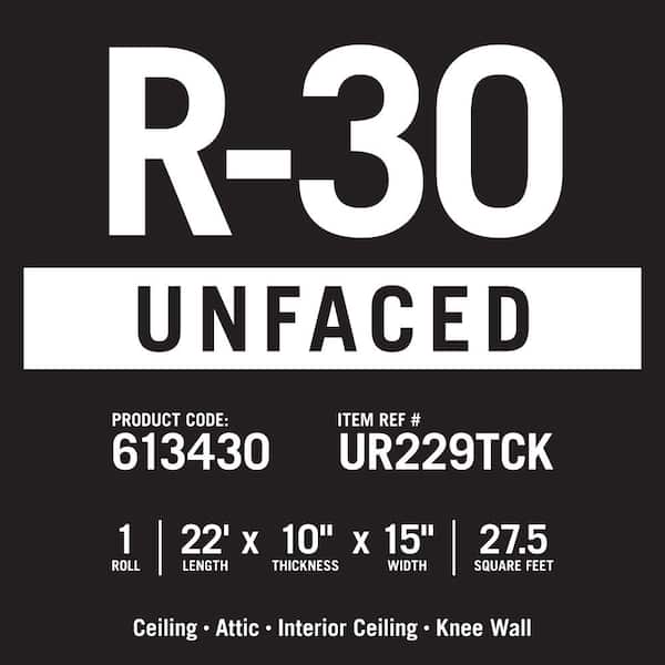 R-30 EcoRoll Unfaced Fiberglass Insulation Roll 15 in. x 22 ft. x 10 in.