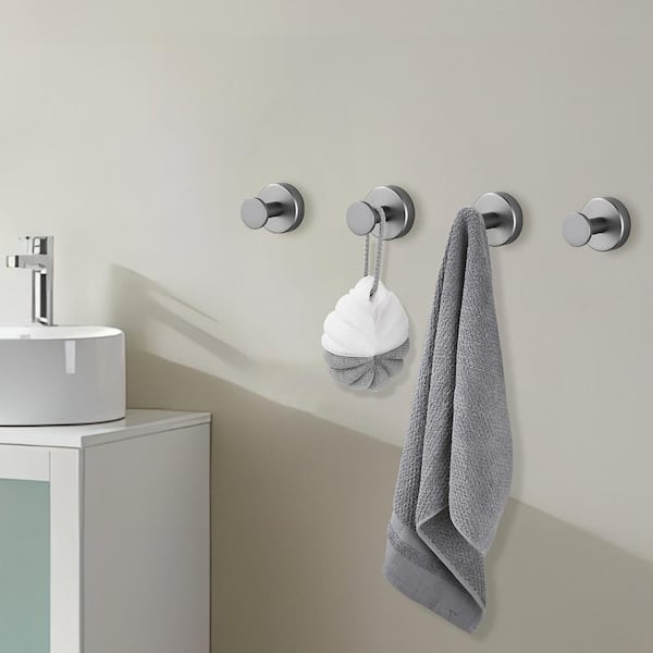 Round Knob Bathroom Robe/Towel Hook in Aluminum Gun Ash(4-Pack)