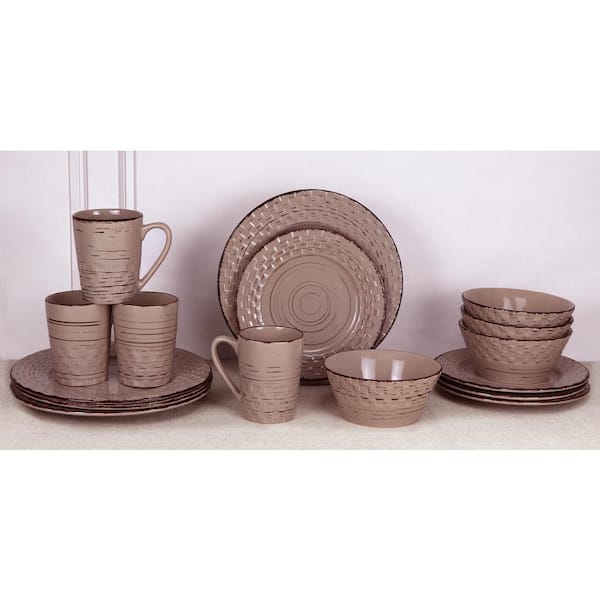 16-Piece Casual Mocca Stoneware Dinnerware Set (Service for 4)