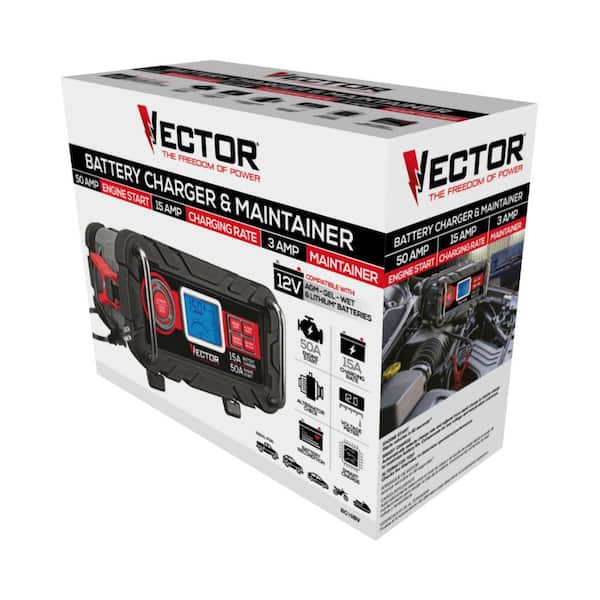 VECTOR 15 Amp Automatic 12V Battery Charger with 50 Amp Engine Start and  Alternator Check BC15BV - The Home Depot
