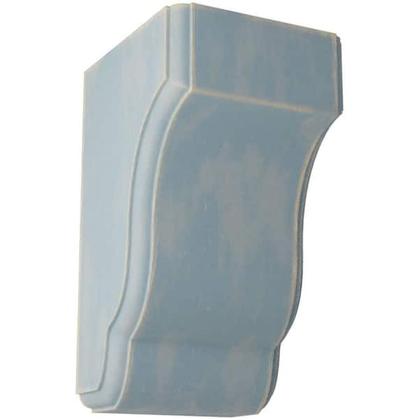 Ekena Millwork 3-1/2 in. x 6-1/2 in. x 4 in. Driftwood Blue Capistrano Mission Wood Vintage Decor Corbel