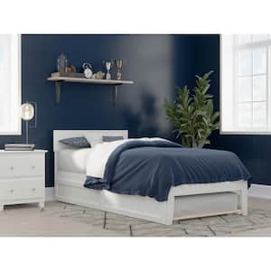 Boston Twin Extra Long Bed with Twin Extra Long Trundle in White