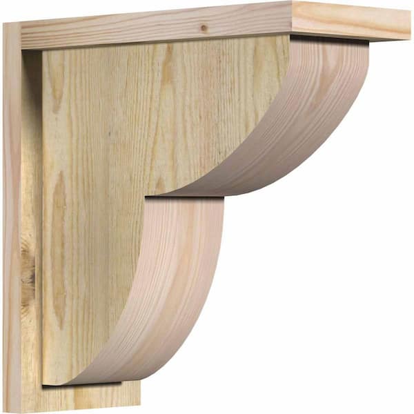 Ekena Millwork 6 in. x 14 in. x 14 in. Douglas Fir Crestline Rough Sawn Corbel with Backplate