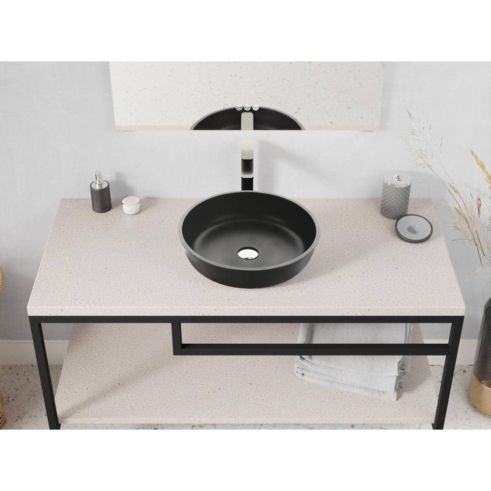 Matte Black Round Glass Above-Counter Bathroom Sink