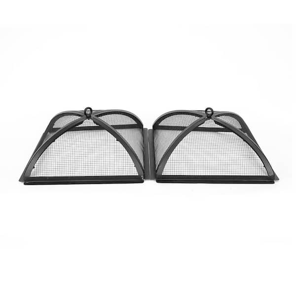 The Peak 38 in. Steel Square Domed Spark Screens and Screen Lift for Rectangle Patio Fire Pit