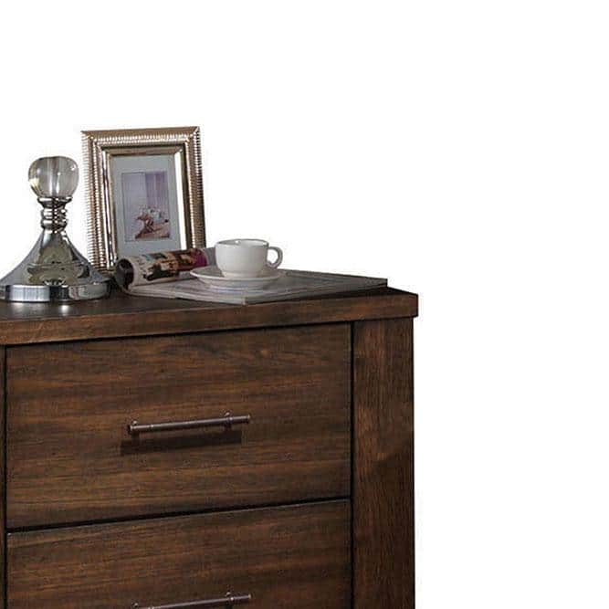 Merrilee Antique Brass 2-Drawer Oak Nightstand