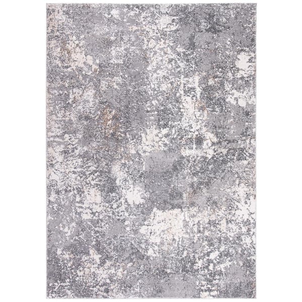 SAFAVIEH Aston Light Gray/Gray 4 ft. x 6 ft. Distressed Abstract Geometric Area Rug