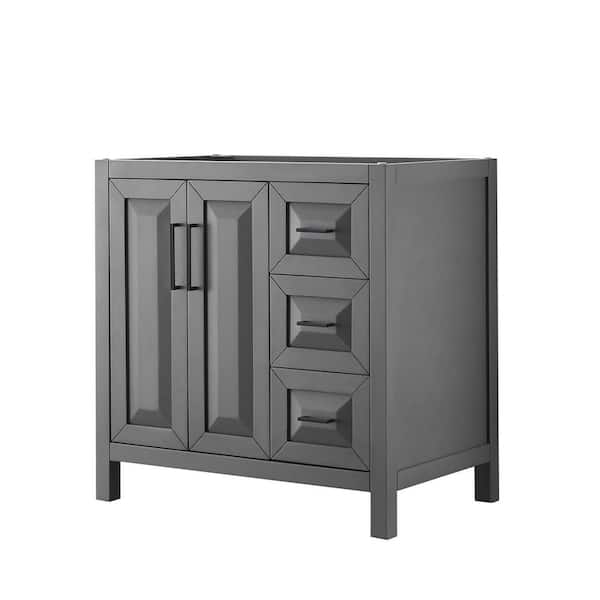 Wyndham Collection Daria 35 in. W x 21.5 in. D x 35 in. H Single Bath Vanity Cabinet without Top in Dark Gray