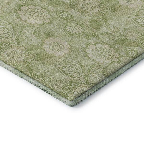 Mayfield Premium Machine Washable Abstract AMF1939 Sage 3 ft. x 5 ft. Area Rug