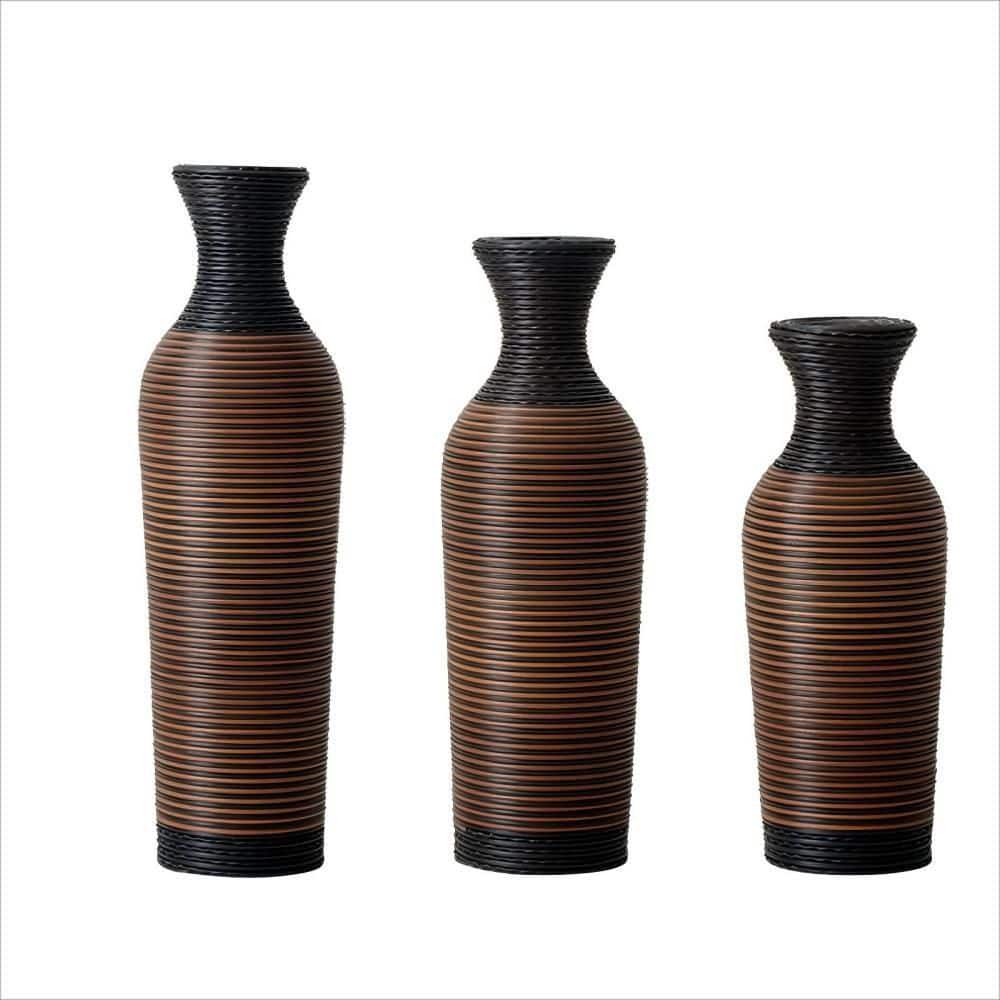 6.69 in. Brown Polyester Decorative Classic and Neat PVC Floor Vase, High I