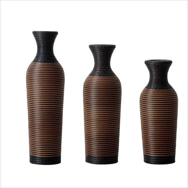 Unbranded 6.69 in. Brown Polyester Decorative Classic and Neat PVC Floor Vase, High Independent Flower Stand, Artificial Vine Vase