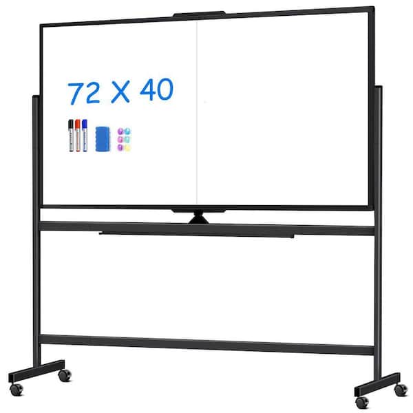 Retractable Board 1 Pack Double Sided Rolling Magnetic Whiteboard Mobile Reversible Dry ...
