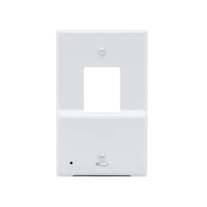 1-Gang Rocker Powered Wall Plate with LED Nightlight, White