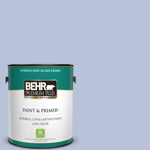 BEHR PREMIUM PLUS 1 gal. #610C-3 Virginia Blue Semi-Gloss Enamel Low Odor Interior Paint & Primer