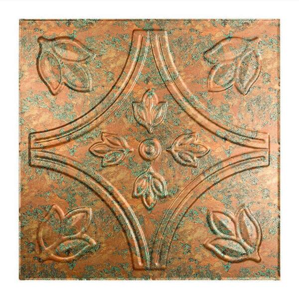 Fasade Traditional Style #5 2 ft. x 2 ft. Vinyl Lay-In Ceiling Tile in Copper Fantasy