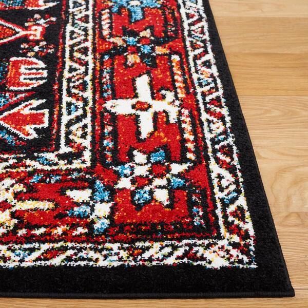SAFAVIEH Vintage Hamadan 2 ft. x 8 ft. Red/Black Aztec Ornate