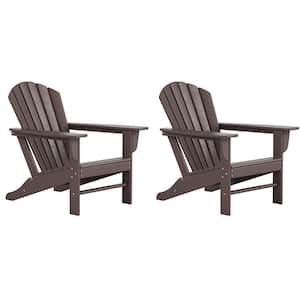 Mason Dark Brown Poly Plastic Outdoor Patio Classic Adirondack Chair, Fire Pit Chair (Set of 2)
