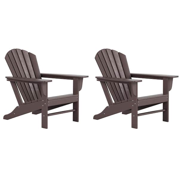 Mason Dark Brown Poly Plastic Outdoor Patio Classic Adirondack Chair, Fire Pit Chair (Set of 2)
