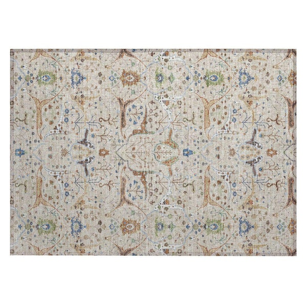 Chantille Machine Washable Indoor/Outdoor Abstract ACN2250 Beige 1 ft. 8 in. x 2 ft. 6 in. Accent Rug