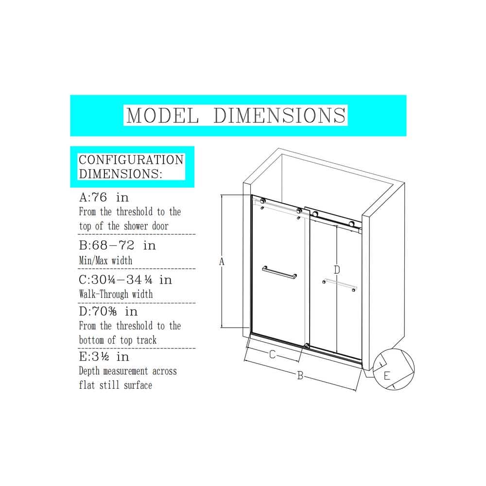 Chrome Frameless Double Sliding Soft-Close Shower Door with Tempered Glass