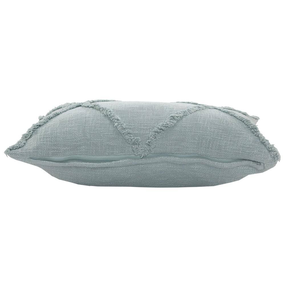 Light Blue Shag Diamond Cotton Throw Pillow with Polyester Insert