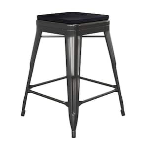 25 in. Black/Black Backless Metal Bar Stool with Resin Seat Set of 4