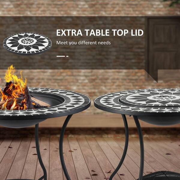 KILLER BURNER Ⅱ Siavonce 30 in. Outdoor Fire Pit Dining Table, 3-in-1 Round