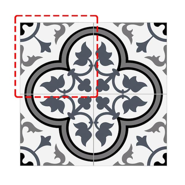 sunwings Patterned Blue 6 in. x 6 in. Stone Peel Composite and Stick Encaustic Backsplash Wall Tile (0.25 sq. ft.)