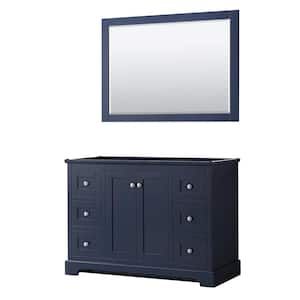 Avery 47.25 in. W x 21.75 in. D x 34.25 in. H Single Bath Vanity Cabinet without Top in Dark Blue with 46 in. Mirror