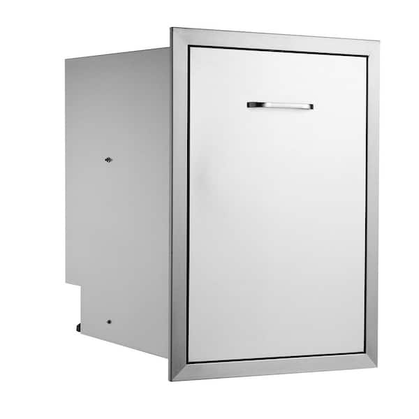 Pull Out Trash Drawer 25 in. Raised Style Trash Bin with Pull-Out Tray Stainless Steel Trash Drawer Access Drawer