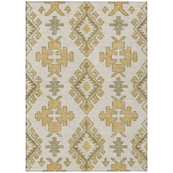 Chantille Machine Washable Indoor/Outdoor Abstract ACN3029 Cream 5 ft. x 7 ft. 6 in. Area Rug