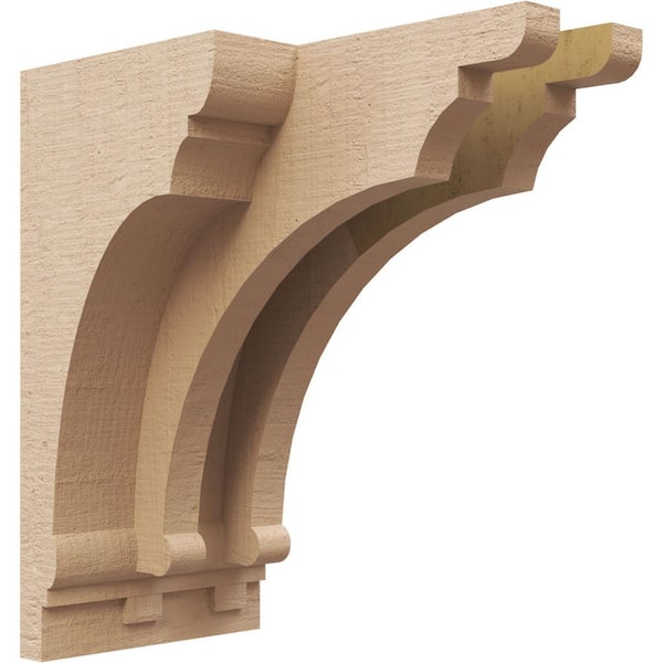 Ekena Millwork 4 in. x 8 in. x 4 in. Series 2 Wide Hughes Rough Cedar Woodgrain Timberthane Polyurethane Corbel, Primed Tan