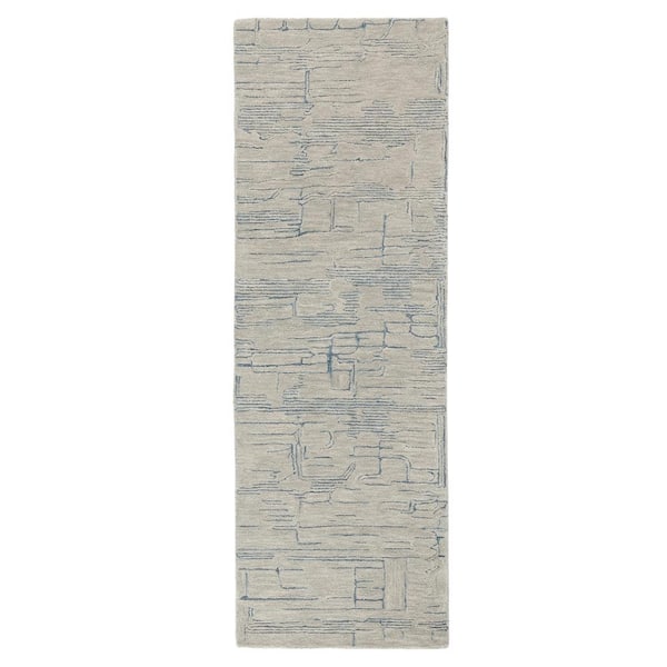 TOWN & COUNTRY LIVING Remi Hand Tufted Wool Abstract Line Grey/Blue 2.5 ft. x 7 ft. Runner Rug