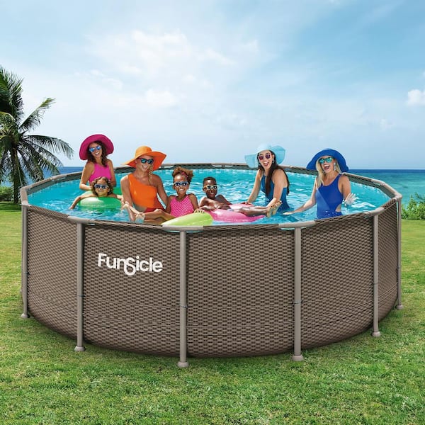 BADEL フード付きset upグレー Funsicle Oasis Designer 14 ft. Round 48 in. Deep Metal Frame Above