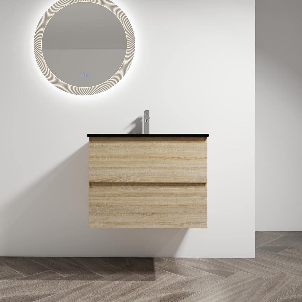 30 in. W x 18 in. D x 20 in. H Single Sink Wall-Mounted Bath Vanity in Ligh