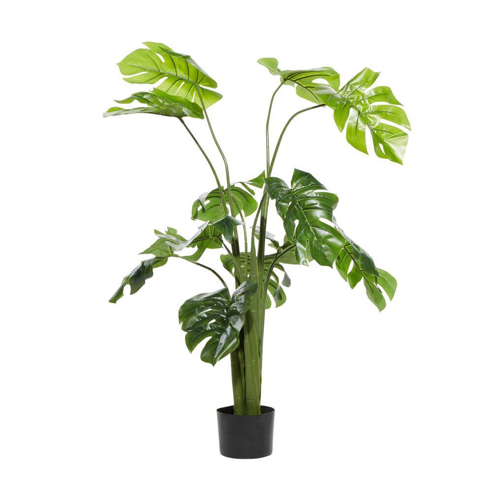 48" Green Artificial Monstera Plant in Black Pot