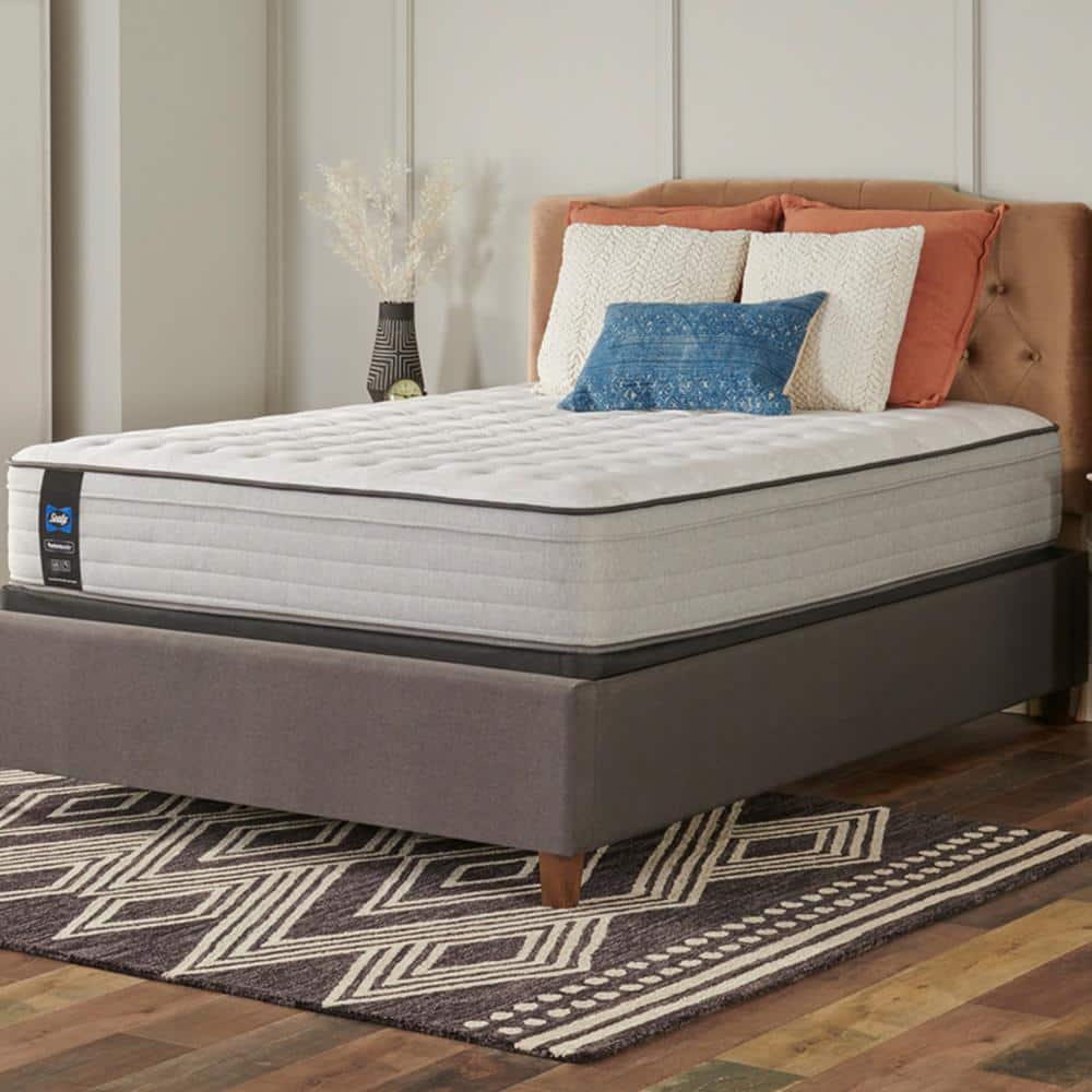 Sealy Posturepedic Netherton 13 in. Medium Innersping Faux Top Cal King Mattress Set with 9 in. Foundation, Gray -  42957962