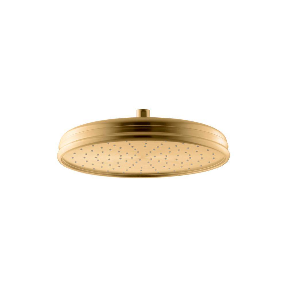 12" Vibrant Brushed Moderne Brass Ceiling Mounted Rain Shower Head