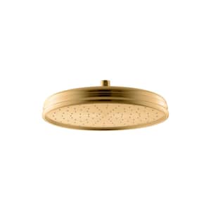 1-Spray Patterns 12 in. Traditional Ceiling Mount Round Rain Fixed Shower Head in Vibrant Brushed Moderne Brass