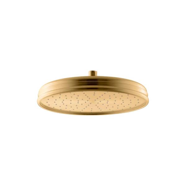 KOHLER 1-Spray Patterns 12 in. Traditional Ceiling Mount Round Rain Fixed Shower Head in Vibrant Brushed Moderne Brass